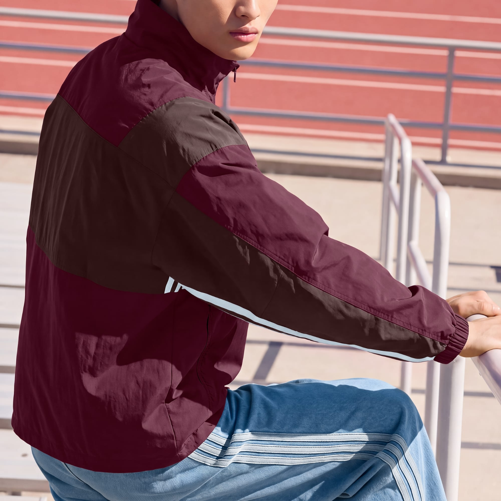 adidas Stadium Color Block Half-Zip Track Top Maroon KV8353 | eBay