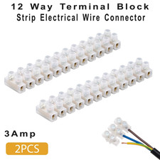 3Amp Electrical Connector Terminal Block Strip Chocolate Blocks 12 Way (Pair)