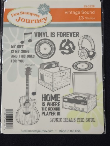 New! Fun Stampers Journey VINTAGE SOUND Stamps Vinyl is Forever