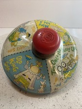 Antique Vintage Tin Top Nursery Rhymes Spinning Metal Tin Top Made USA