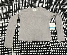 Athleta Girl Size L/12  Grey Long Sleeve Power Up Sport Length Seamless Top NWT