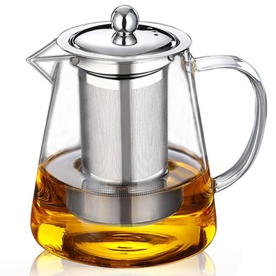 Glaskanne / Teekanne aus Glas mit Siebeinsatz (Edelstahlsieb) und Deckel, 750ml