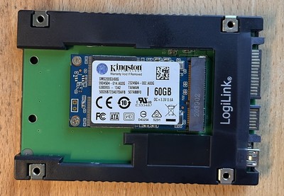 LogiLink mSATA SSD to 2,5'' SATA Adapter, UA0223, inkl. Kingston mSATA 60 GB