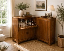 Vintage Corner Drinks Cabinet Cocktail Bar Storage Carved Oriental Style