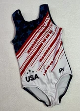 GK ELITE Gymnastics Leotard PATRIOTIC Sequin Bling TEAM USA Olympic Replica  CS