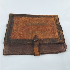 Vintage Hand Tooled Leather Clutch Soft Folio Mexican Folk Art Pouch 70s