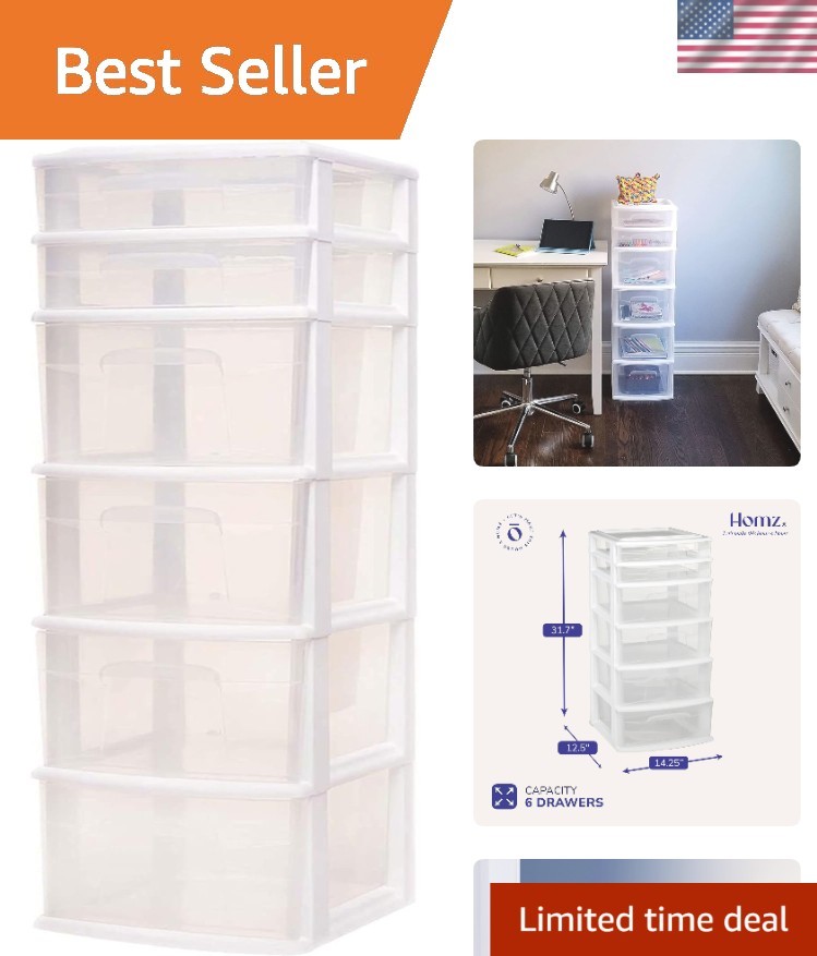 6-Tier Clear Plastic Storage Cart Eco-Friendly Home Closet Organizer