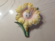 Vintage PY JAPAN Anthropomorphic, Flower Face Wall Pocket Vase!
