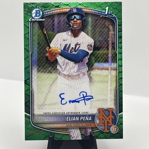 2025 Bowman Chrome Elian Pena 1st Bowman Reptilian Green Auto 86/99 #CPA-EP Mets