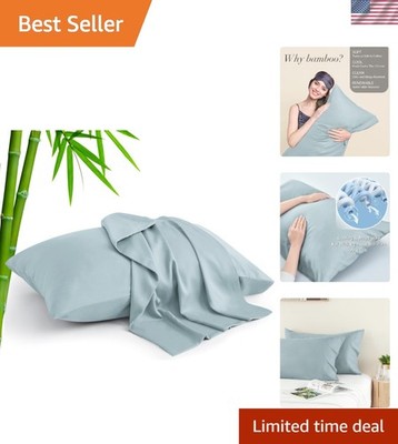 Luxury Haze Blue Bamboo Pillowcases 20x26 | Cooling, Moisture-Wicking 2-Pack