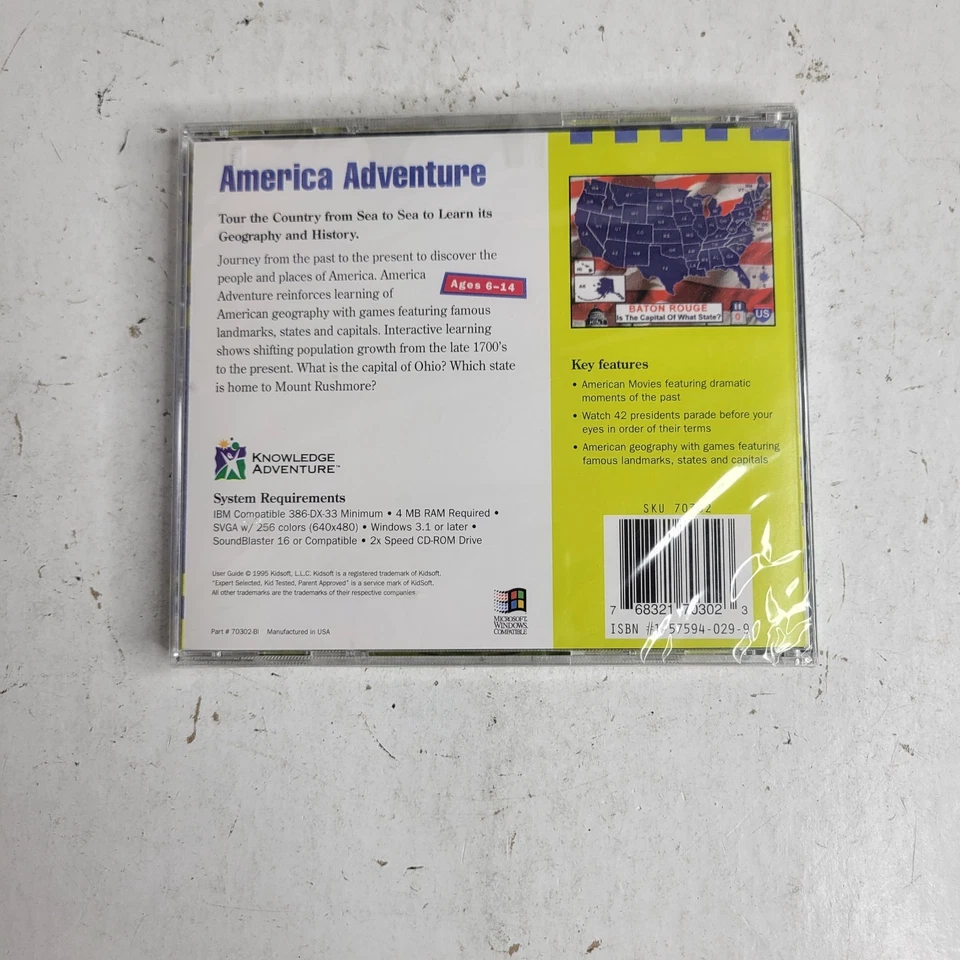 Kidsoft America Adventure Windows 3.1 CD-ROM VTG Interactive History Software - Image 2 of 4