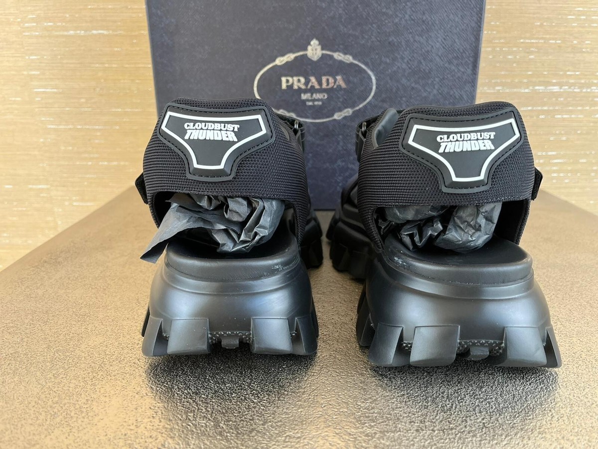PRADA CLOUDBUST THUNDER ブラック サンダル Cloudbust Thunder sandals in black - Prada | Mytheresa