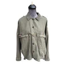 Free People Military Jacket Olive Green Utility Button Up Lightweight S