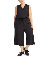 Ideology Jumpsuit Mesh Trim V Neck Cropped Bl...
