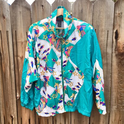 Vtg Lavon Sport Windbreaker Jacket Zip 80s Goldfish Aquarium Print