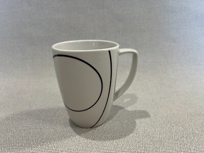 Corelle Coordinates Porcelain White with Black Lines Coffee Mug, 4 1/2'' Tall