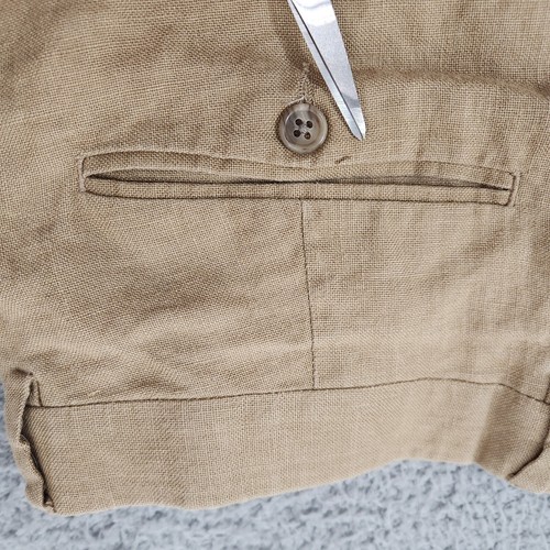 J Crew Pants Mens 36x32 (Fits 36x30) Beige Flat Front Straight Linen Work Office - Picture 12 of 12
