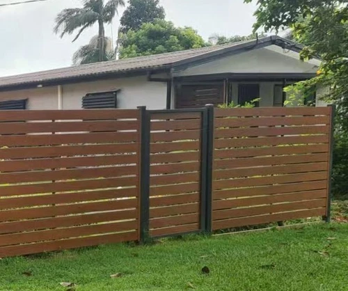 Aluminum Double Swing Gates - CUSTOM Sizes - Slats Alloy Merbau Timber-Look - Picture 16 of 16