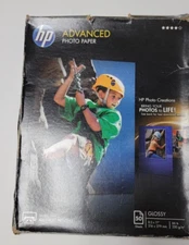 HP Advanced Photo Paper 8.5x11 50 Sheets Glossy OPENED BOX 27/50 *197