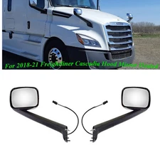 Chrome Heated Hood Mirrors For Freightliner Cascadia 2018+ Right and Left Side