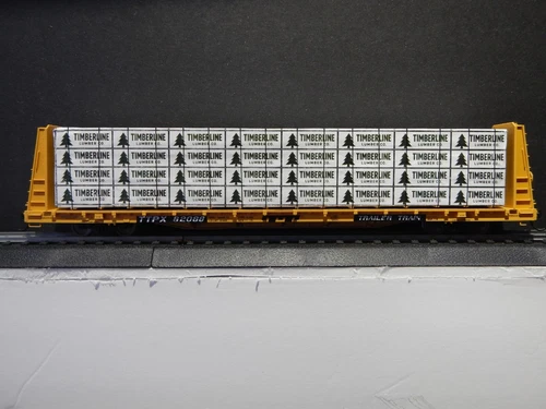 Solid Wood Wrapped Lumber Load for HO Scale 68 Foot Bulkhead Flast Car