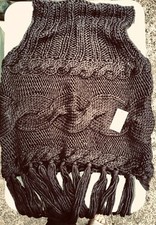 Damen Schal/Poncho schokobraun oder elfenbeinfarben mit Zopfmuster