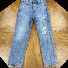 Old Navy Jeans Womens 8 Denim Straight Sky High Waist Buttonfly Holes