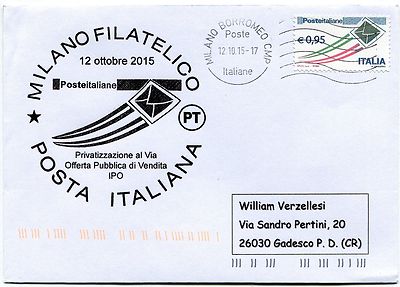 12 ott 2015 Privatizzazione di Poste Italiane al Via € 0,95 TIMBRO