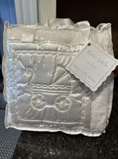 Katie Little Kidsline Cream White Blanket Baby Carriage Pram Satin 30” X 40” EUC