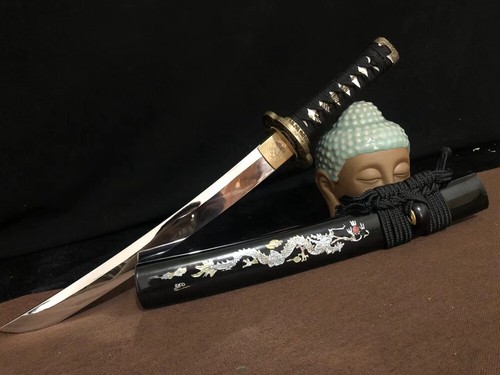 Espada Corta Tang Tanto Katana Samurai 1095 Acero Hoja Brillante Lista para Batalla - Imagen 5 de 10