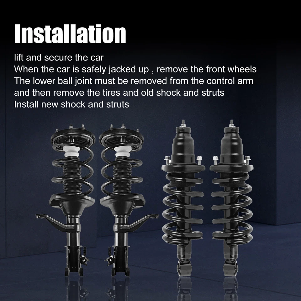 4 peças de apoios de suspensão dianteiros+traseiros completos com mola para 2003-2011 Honda Element 2.4L - Imagem 3 de 4