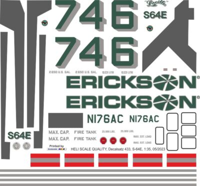 Decal 433 Sikorsky S-64E Skycrane / CH-54A Erickson N176AC Lucille