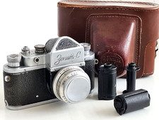 TESTED KMZ Zenit-   Industar-50 3.5/5cm Red "P", 35mm SLR Film Vintage Camera 