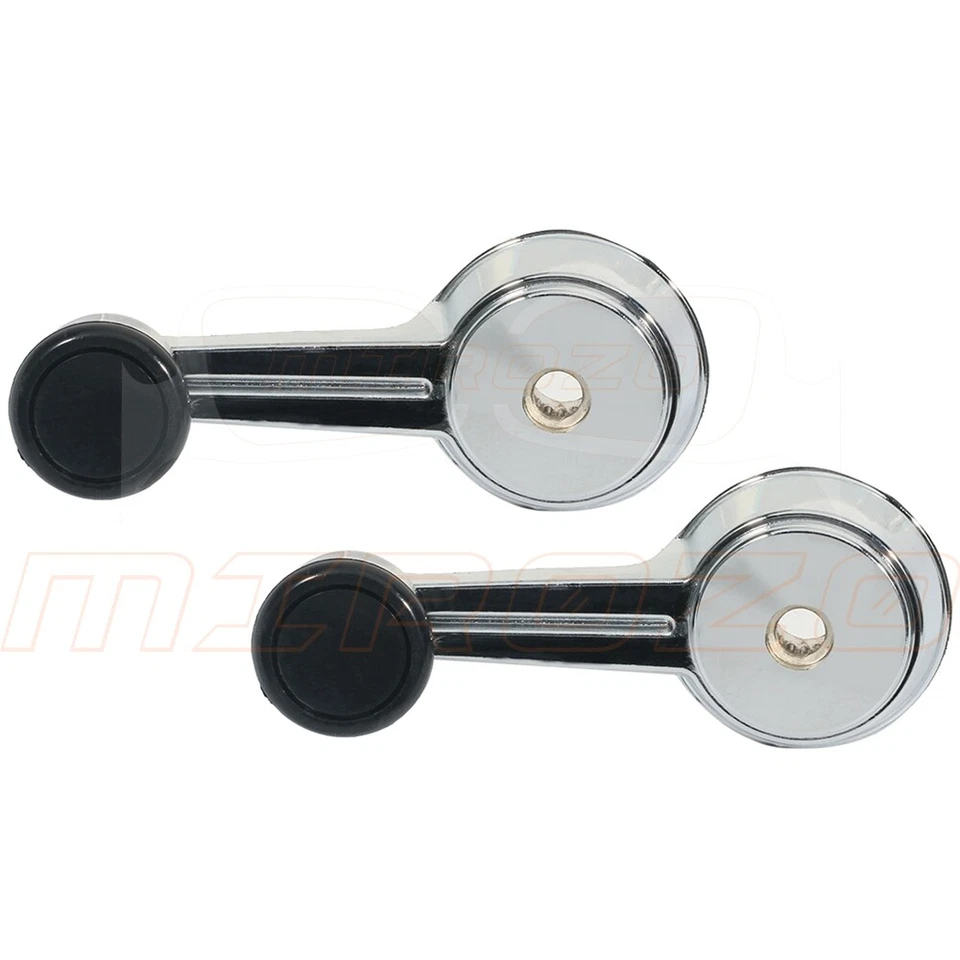2x Manivela de ventana lateral izquierda derecha cromada negra para Jeep Wagoneer 1974-1983 Foto 2 de 4