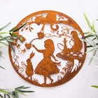 Metal Alice In Wonderland Wall Plaque Hanging Rustic Garden Ornament Decor
