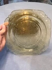 Federal Glass~ Depression Glass~ Madrid Amber  Luncheon Plates 9" Set Of 3