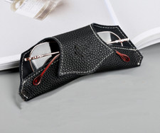 Men women Eyeglass Cases sunglasses Bag pocket Cow Leather Pouch black Q149