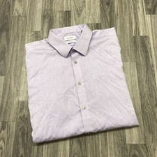 CALVIN KLEIN Slim Fit Non-Iron Button Down Purple Dress Shirt Mens Size 17 34/35
