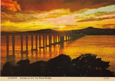 Postkarte Dundee Sonnenuntergang auf der Tay Road Brücke Meine Ref TY