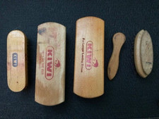 Lot of 5 Vintage Shoe Shine Brushes 4 Kiwi Horse Hair and 1 unknown wood handle