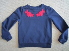 JANIE AND JACK GIRL SWEATSHIRT SWEATER SHIRT TOP COTTON GIRL 7 ROSE APPLIQUE