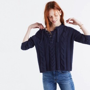 navy cable knit cardigan