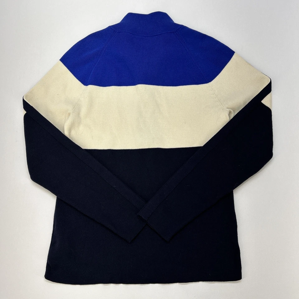 L-RL Lauren Active 1/2 Zip Pullover Sweater Womens L Navy Off White Blue - Image 3 of 4