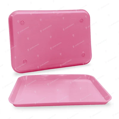 PLASTCARE USA Pink Dental Plastic Instrument Tray, Size B Autoclavable 13.25" x 9.75"