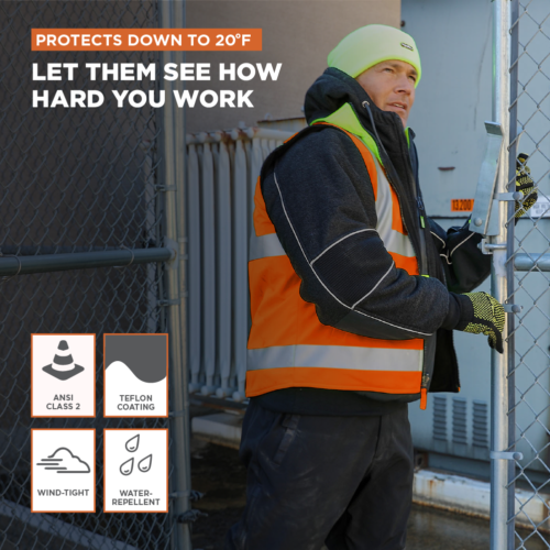 RefrigiWear Hi Vis Reversible Softshell Vest - Water-Resistant, Insulated, - Picture 4 of 11