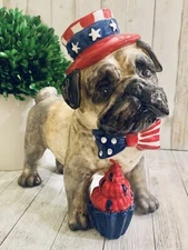 Blue Sky Clayworks Pug Patriotic Dog Memorial Day July 4th NEW!!  HTF!