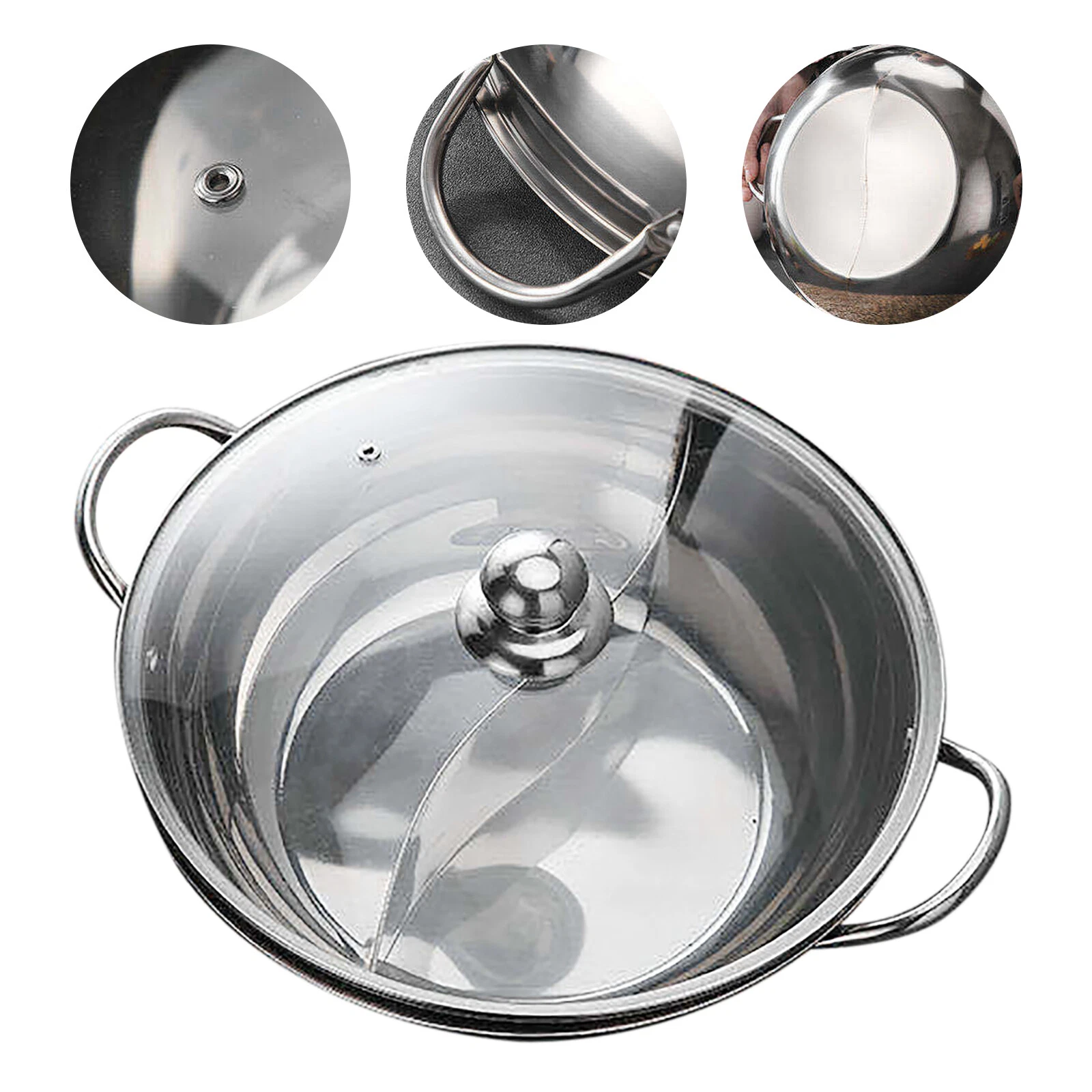12 Inch Divided Hotpot Pot Stainless Steel Pot with Divider Two-Flavor Soup Pot
Opens in a new windo