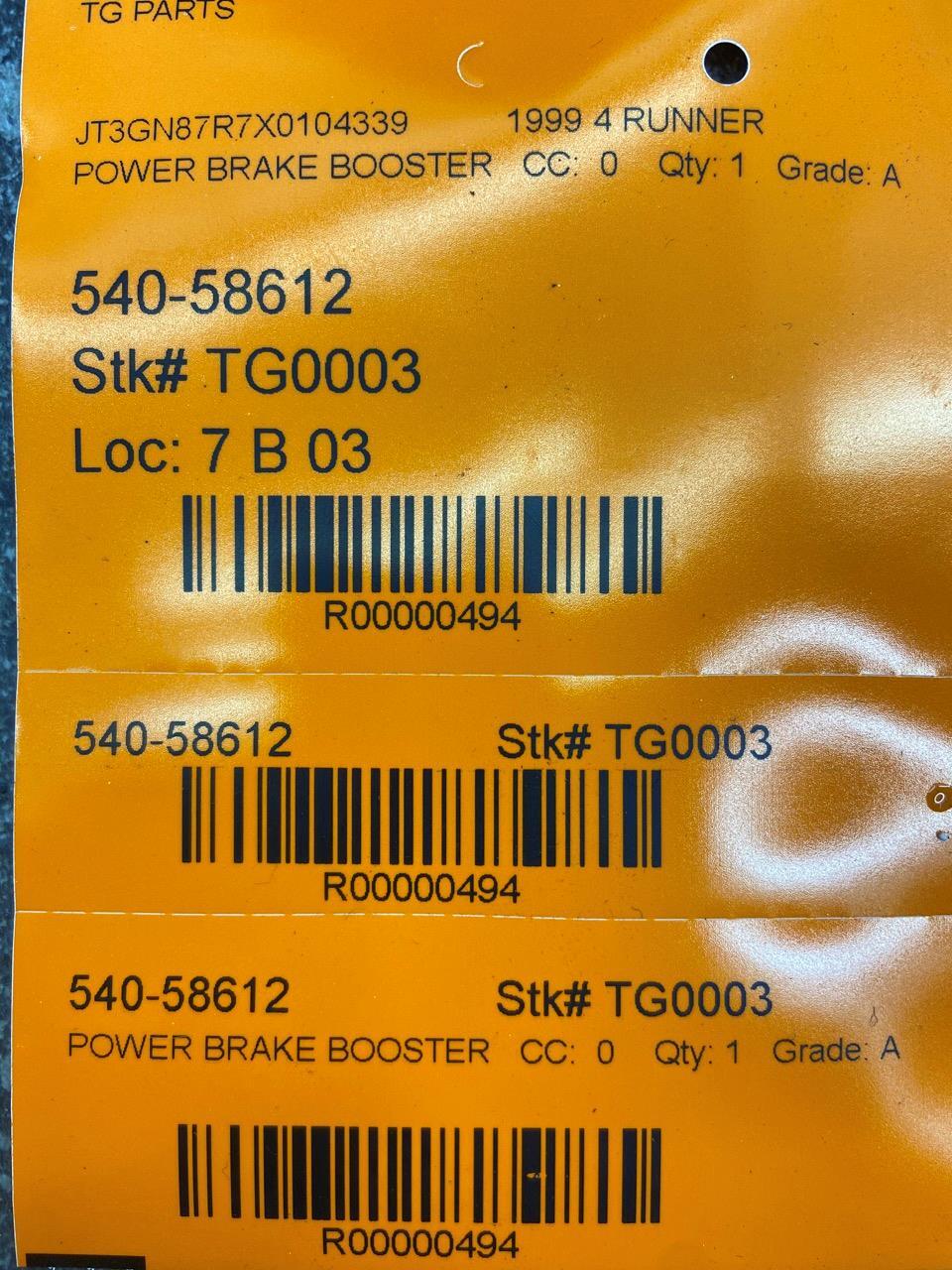 19962002 TOYOTA 4RUNNER POWER BRAKE BOOSTER APO45248 OEM eBay