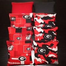 ALL WEATHER University of GEORGIA BULLDOGS 8 Resin Filled Cornhole Bean Bags NEW