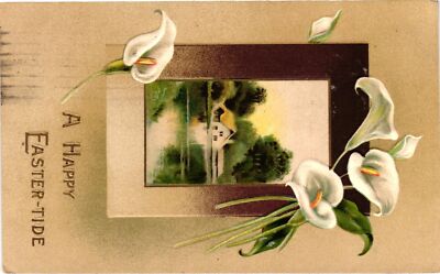 Vintage Postcard- Lilies, A Happy Easter-tide